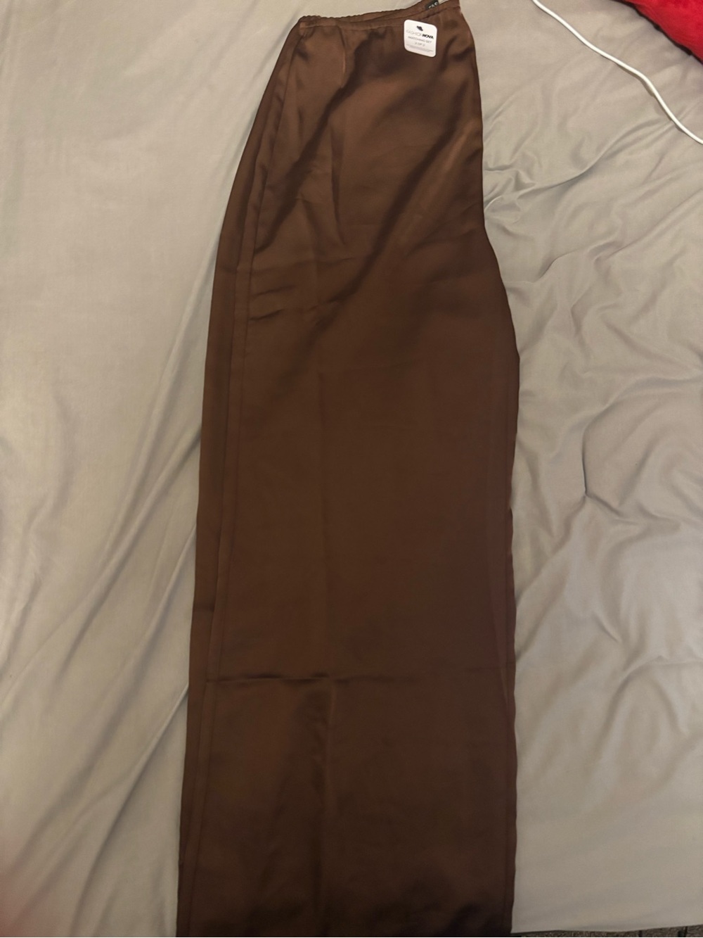 Fashion Nova Chocolate Brown Satin Pants Set